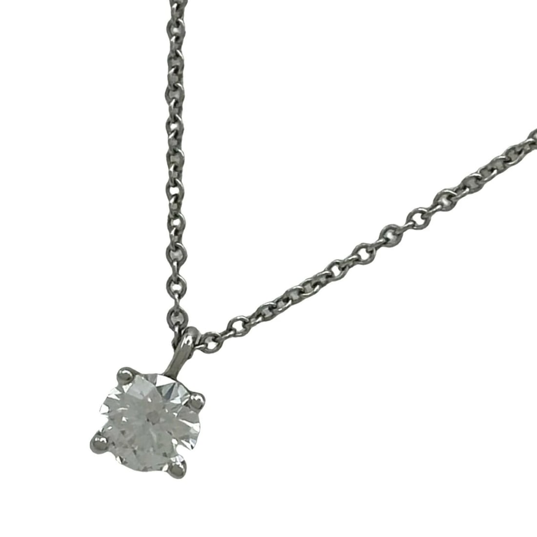 TIFFANY & CO. SOLITAIRE NECKLACE PLATINUM PT950/DIAMOND JEWELRY: Tiffany & Co. Solitaire Necklace Platinum Pt950/Diamond Jewelry Brand: Tiffany & Co. Type/Style: Necklace Material: Pt950 Color: PT Size: Size Height: approx. 4.8mm Width: approx. 4.8mm Chain length: 