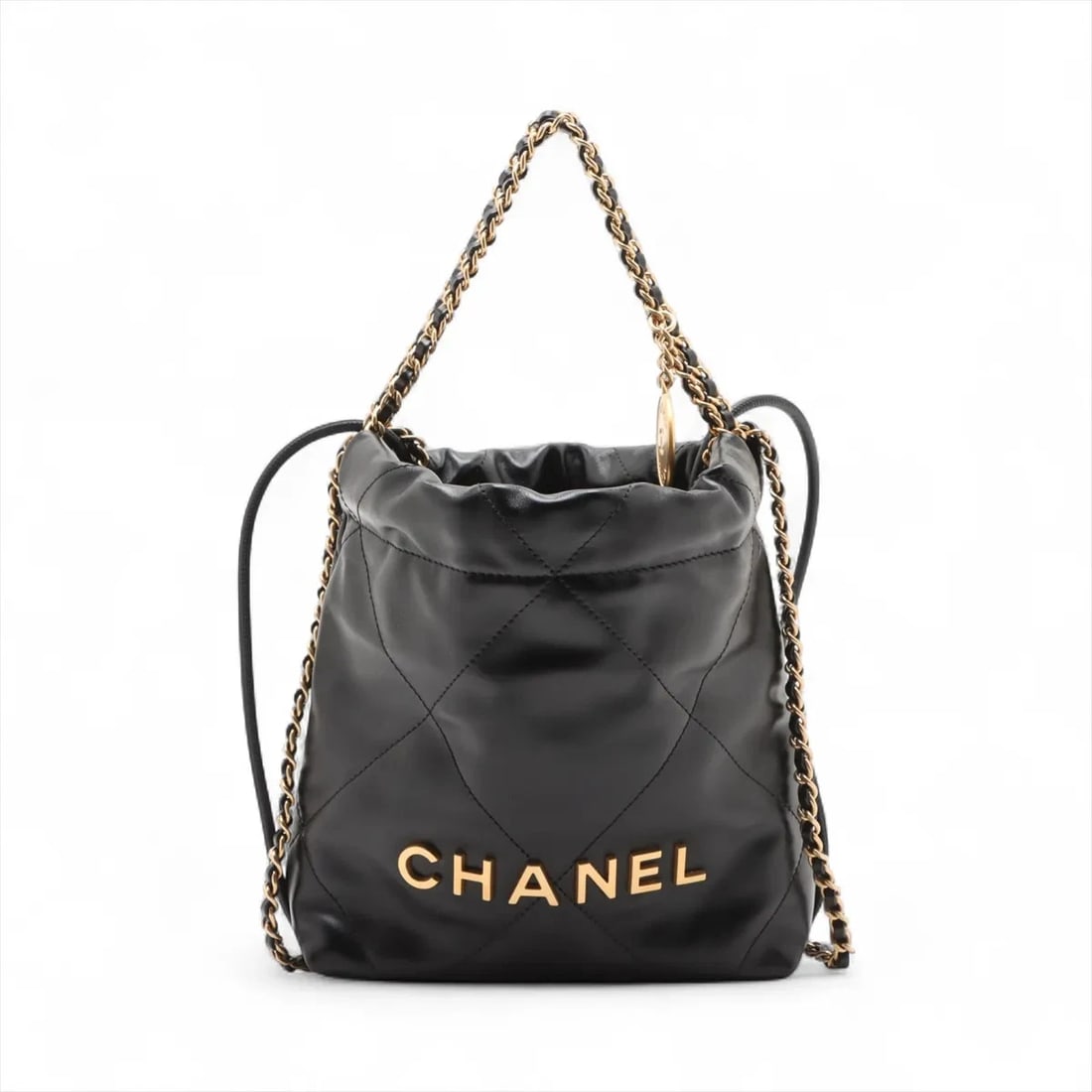 CHANEL CHANEL 22 MINI SHINY CALFSKIN CHAIN SHOULDER BAG: Chanel Chanel 22 mini shiny calfskin Chain Shoulder Bag Brand: Chanel Type/Style: Shoulder bag Material: shiny calfskin Color: Black Size: Height:7.9inchLength:6.9inchDepth:2.4inch Accessories: No