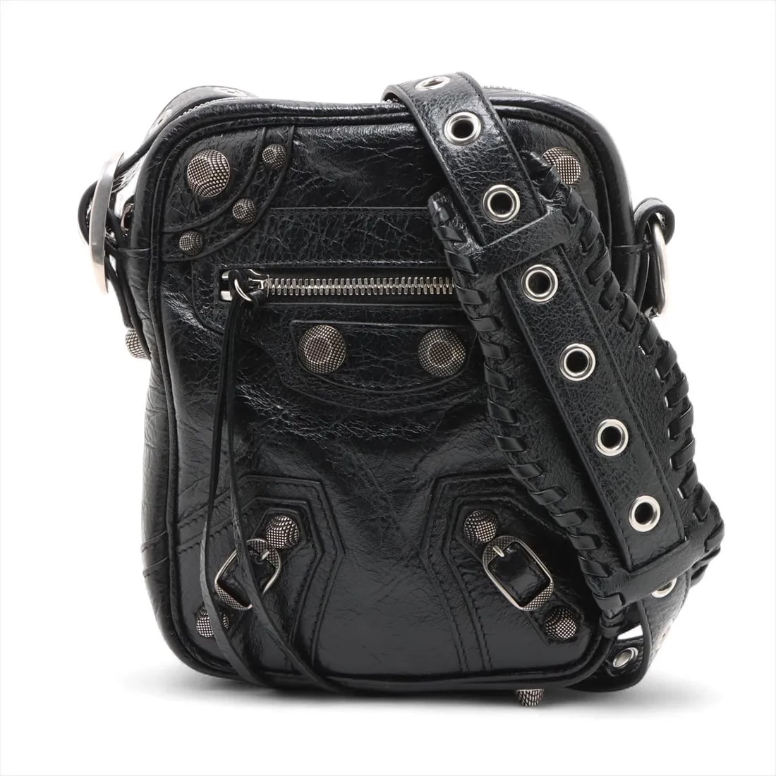 BALENCIAGA LUKAGOR KAGOR LEATHER SHOULDER BAG BLACK (1 of 5)