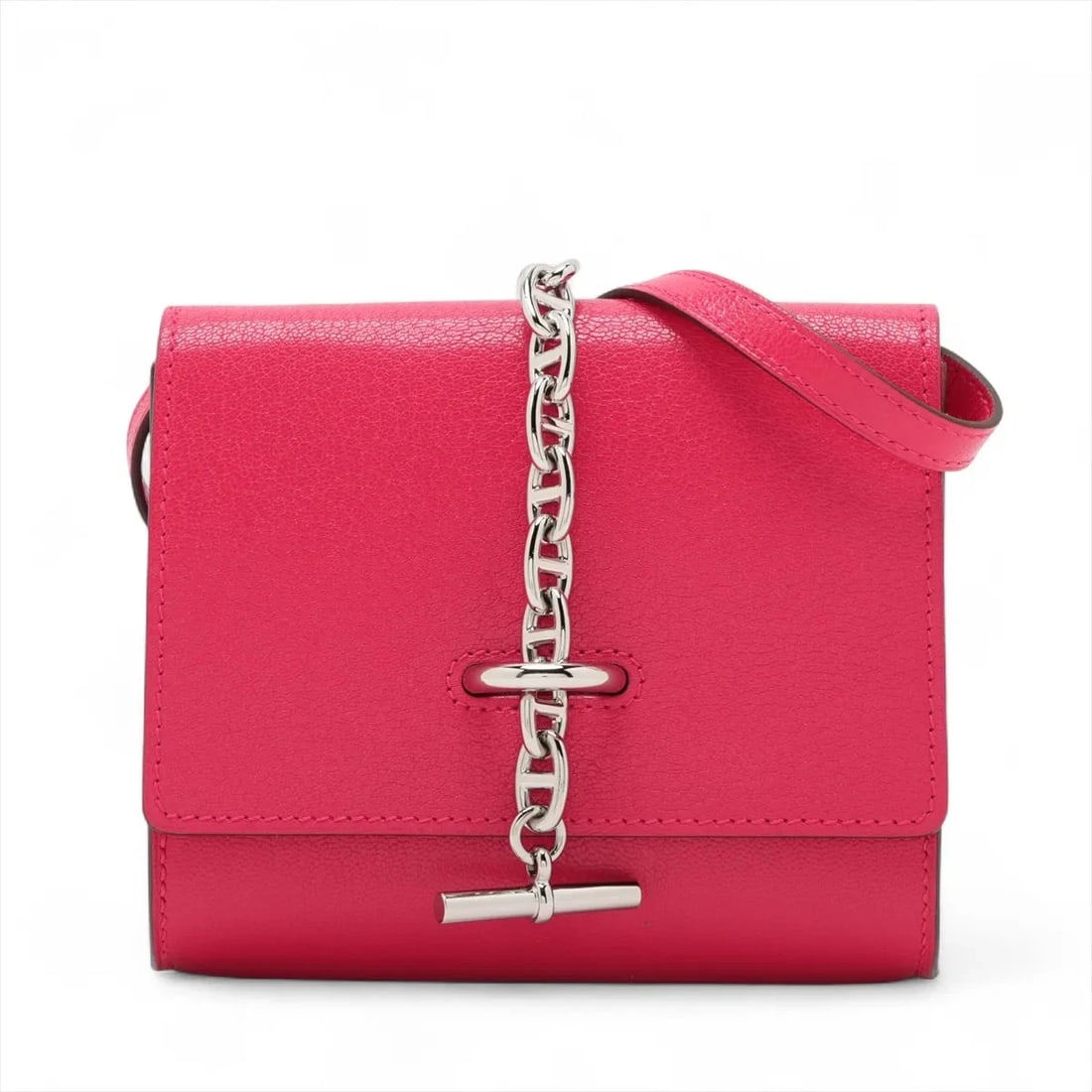 HERMES CHAINE D'ANCRE COMPACT WALLET CHEVRE MYSORE ROSE: Hermes Chaine d'Ancre Compact Wallet Chevre Mysore Rose Brand: Hermes Type/Style: Shoulder bag Material: Chevre Mysore Color: Rose extreme Size: Height:4.3inchLength:4.9inchDepth:1.0inch Accessori