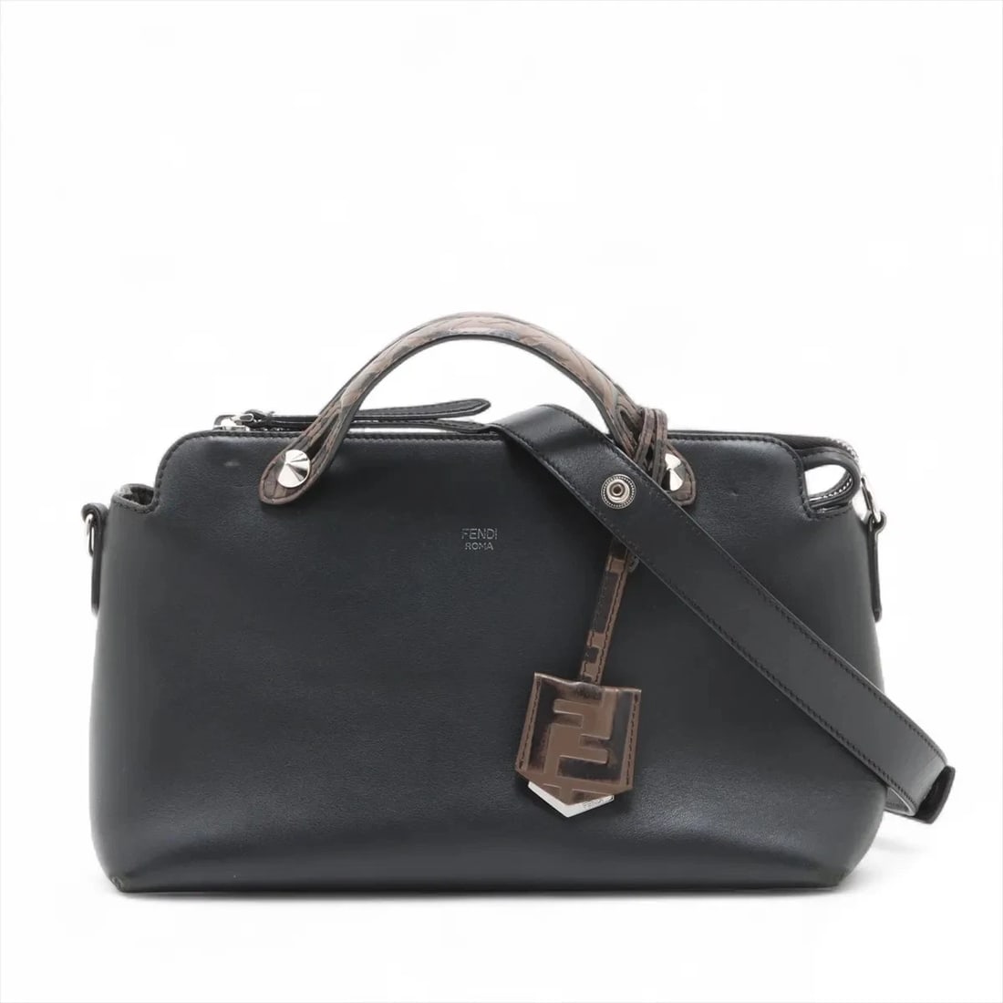 FENDI BY THE WAY MEDIUM LEATHER 2 WAY HANDBAG: Fendi By the Way Medium Leather 2 Way Handbag Brand: Fendi Type/Style: Hand bag Material: Leather Color: Black Size: Height:6.3inchLength:11.2inchDepth:4.9inch Accessories: None Accessorie