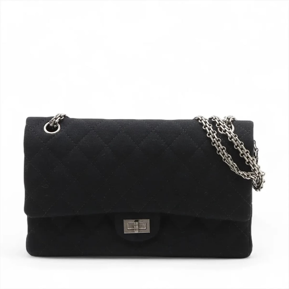 CHANEL MATELASSE LARGE COTTON CHAIN BAG BLACK: Chanel Matelasse Large Cotton Chain Bag Black Brand: Chanel Type/Style: Shoulder bag Material: Cotton Color: Black Size: Height:6.7inchLength:10.8inchDepth:3.3inch Accessories: None Access