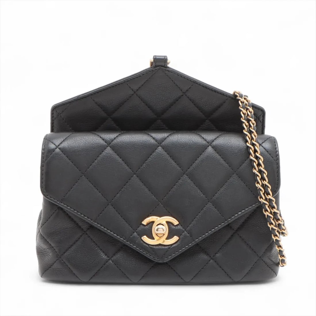 CHANEL MATELASSE LEATHER CHAIN SHOULDER BAG WAIST BAG: Chanel Matelasse Leather Chain Shoulder Bag Waist Bag Brand: Chanel Type/Style: Shoulder bag Material: Leather Color: Black Size: Height:4.5inchLength:7.5inchDepth:2.0inch Accessories: None