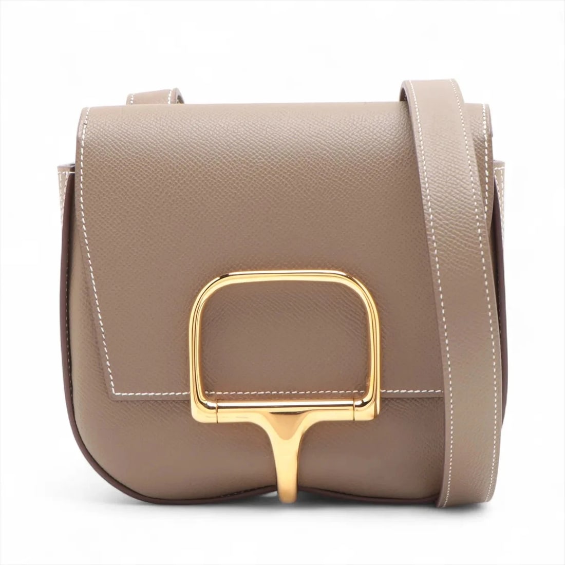 HERMES DELLA CAVALLERIA VEAU EPSOM ETOUPE GOLD: Hermes Della Cavalleria Veau Epsom Etoupe Gold Brand: Hermes Type/Style: Shoulder bag Material: Veau Epsom Color: Etoupe Size: Height:6.5inchLength:6.5inchDepth:2.8inch Accessories: None A