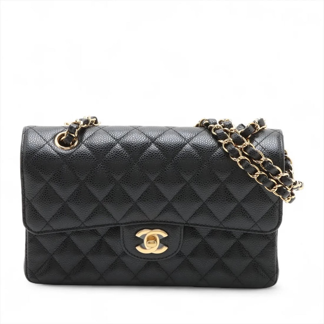 CHANEL MATELASSE 23 SMALL GRAINED CALFSKIN CHAIN BAG BLACK: Chanel Matelasse 23 Small Grained Calfskin Chain Bag Black Brand: Chanel Type/Style: Shoulder bag Material: Caviar Skin Color: Black Size: Height:5.7inchLength:8.9inchDepth:2.4inch Accessories: No