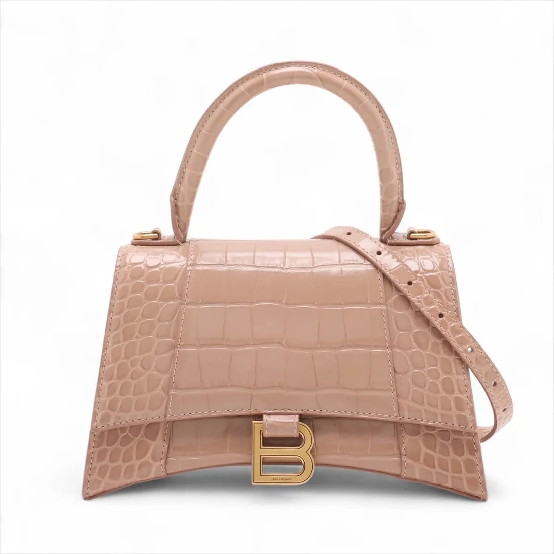 BALENCIAGA HOURGLASS MOCK 2 WAY HANDBAG BEIGE (1 of 6)