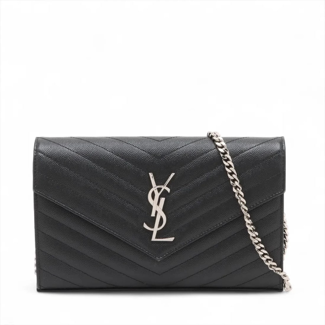 SAINT LAURENT PARIS CASSANDRA LEATHER CHAIN WALLET: Saint Laurent Paris Cassandra Leather Chain Wallet Brand: Saint Laurent Paris Type/Style: Shoulder bag Material: Leather Color: Black Size: Height:5.7inchLength:8.9inchDepth:1.8inch Accessories: N