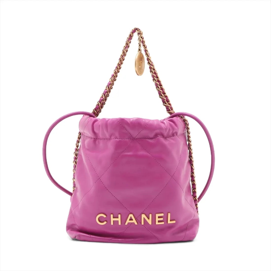 CHANEL CHANEL 22 MINI SHINY CALFSKIN CHAIN SHOULDER BAG: Chanel Chanel 22 Mini shiny calfskin Chain Shoulder Bag Brand: Chanel Type/Style: Shoulder bag Material: shiny calfskin Color: Purple Size: Height:7.5inchLength:6.7inchDepth:2.4inch Accessories: N