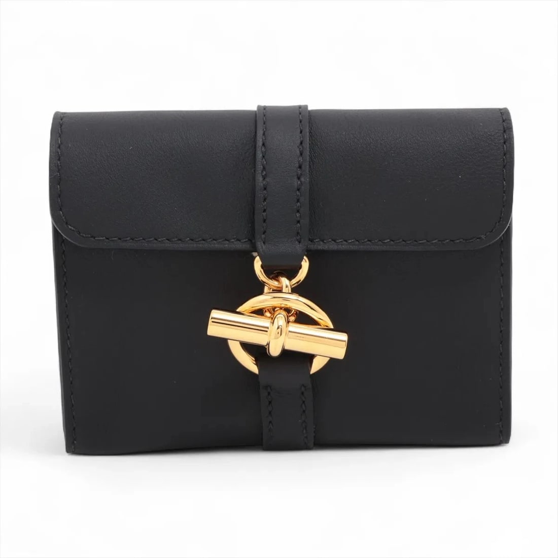 HERMES GLENAN VEAU SWIFT COIN PURSE BLACK GOLD (1 of 2)