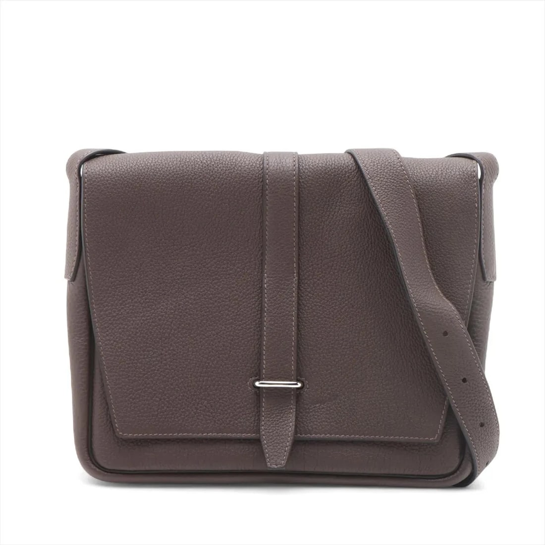 HERMES STEVE LIGHTS JUNIORS TOGO CHOCOLAT SILVER: Hermes Steve lights Juniors Togo Chocolat Silver Brand: Hermes Type/Style: Shoulder bag Material: Togo Color: Chocolat Size: Height:8.9inchLength:11.0inchDepth:1.6inch Accessories: None Ac