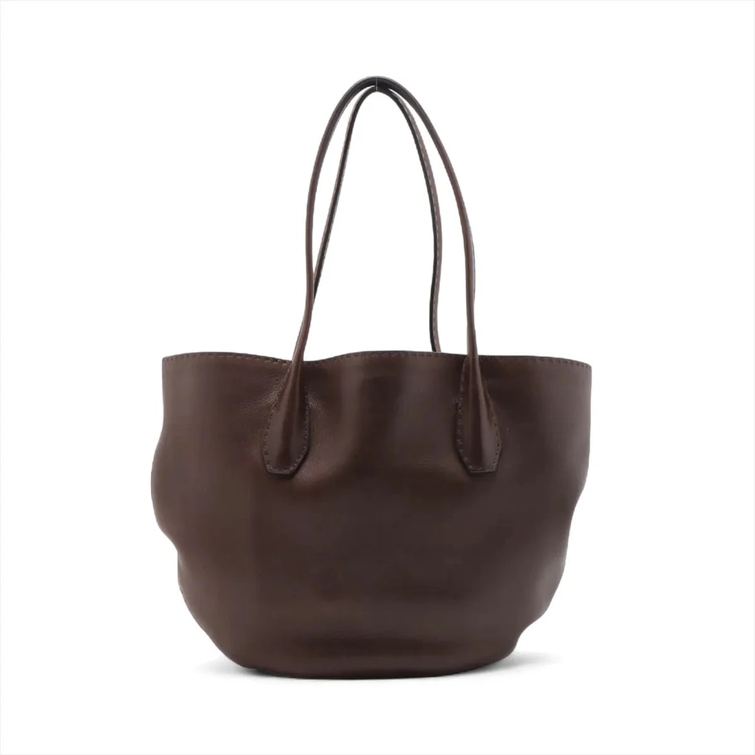 THE ROW ALGIERS LEATHER TOTE BAG BROWN (1 of 6)