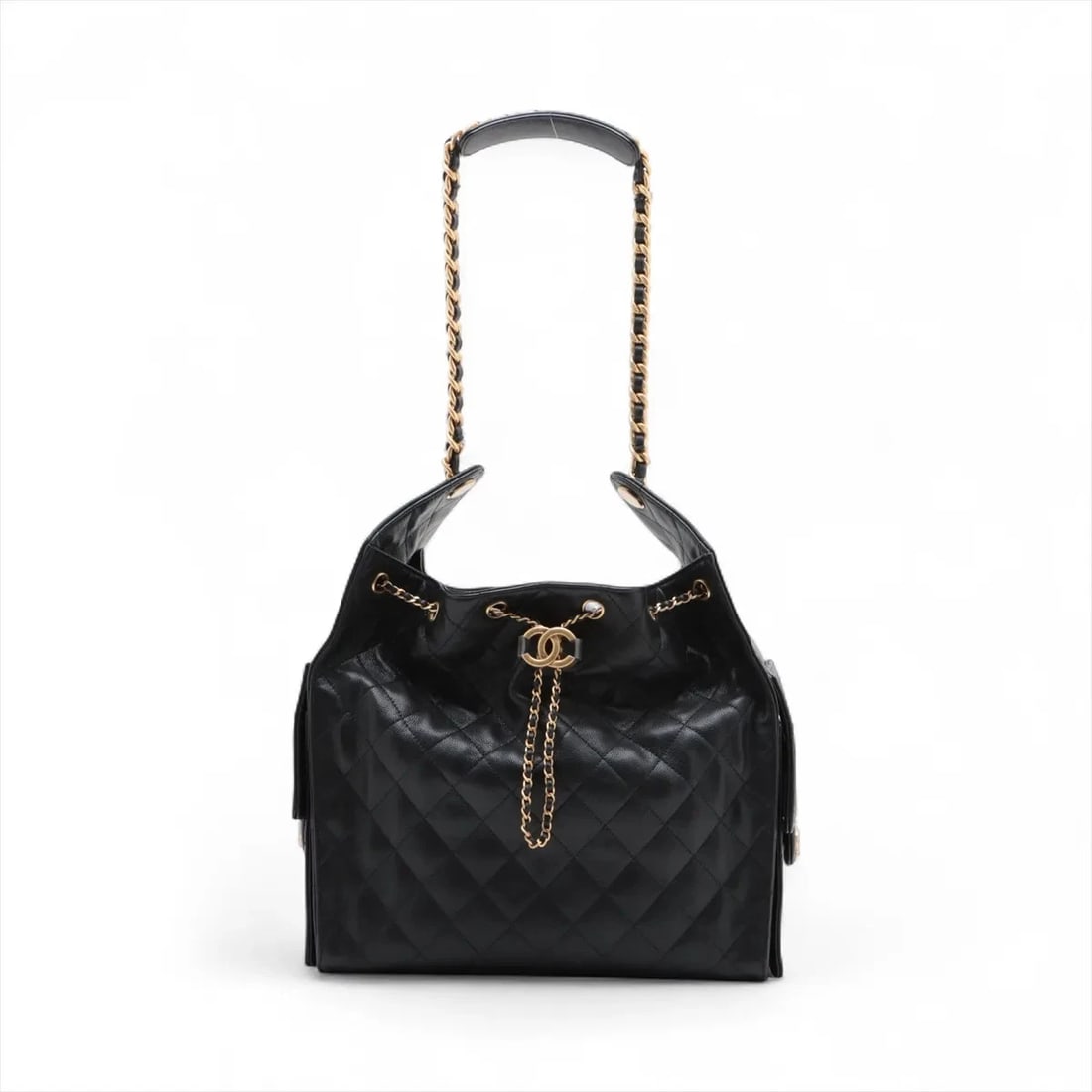 CHANEL CHANEL 25 MEDIUM GRAINED CALFSKIN CHAIN SHOULDER BAG: Chanel Chanel 25 Medium Grained Calfskin Chain Shoulder Bag Brand: Chanel Type/Style: Shoulder bag Material: Caviar Skin Color: Black Size: Height:11.4inchLength:11.4inchDepth:5.9inch Accessories: