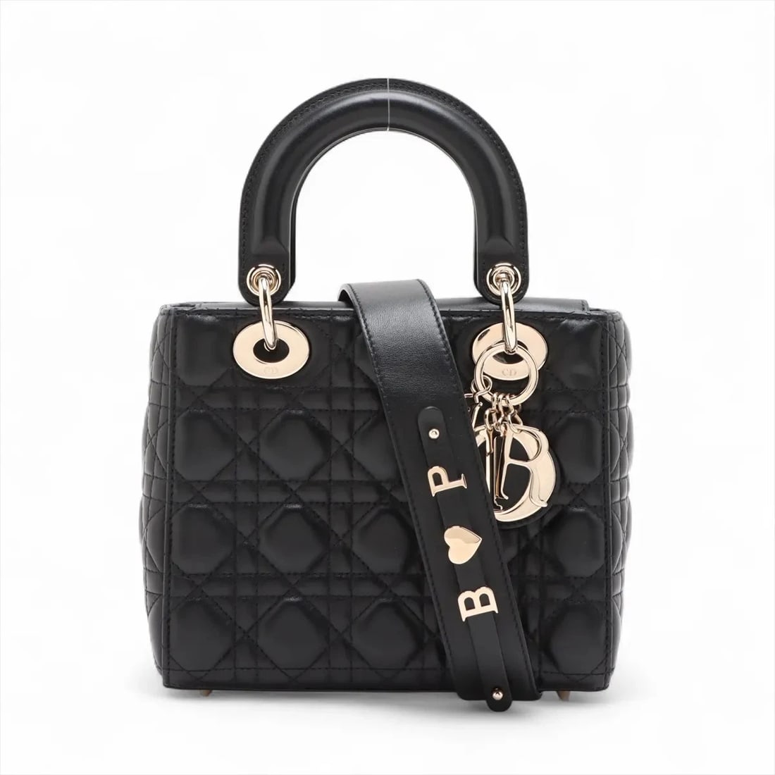 CHRISTIAN DIOR CANNAGE MY LADY DIOR LEATHER 2 WAY HANDBAG: Christian Dior Cannage My Lady Dior Leather 2 Way Handbag Brand: Christian Dior Type/Style: Hand bag Material: Leather Color: Black Size: Height:6.7inchLength:7.9inchDepth:3.3inch Accessories: Non