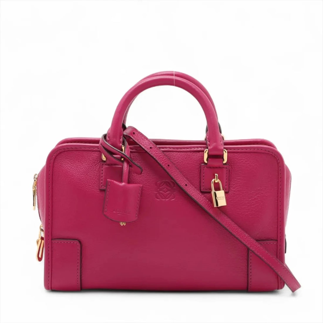 LOEWE AMASONA 23 LEATHER 2 WAY HANDBAG PURPLE: Loewe Amasona 23 Leather 2 Way Handbag Purple Brand: Loewe Type/Style: Hand bag Material: Leather Color: Purple Size: Height:5.7inchLength:9.3inchDepth:3.7inch Accessories: None Accessorie