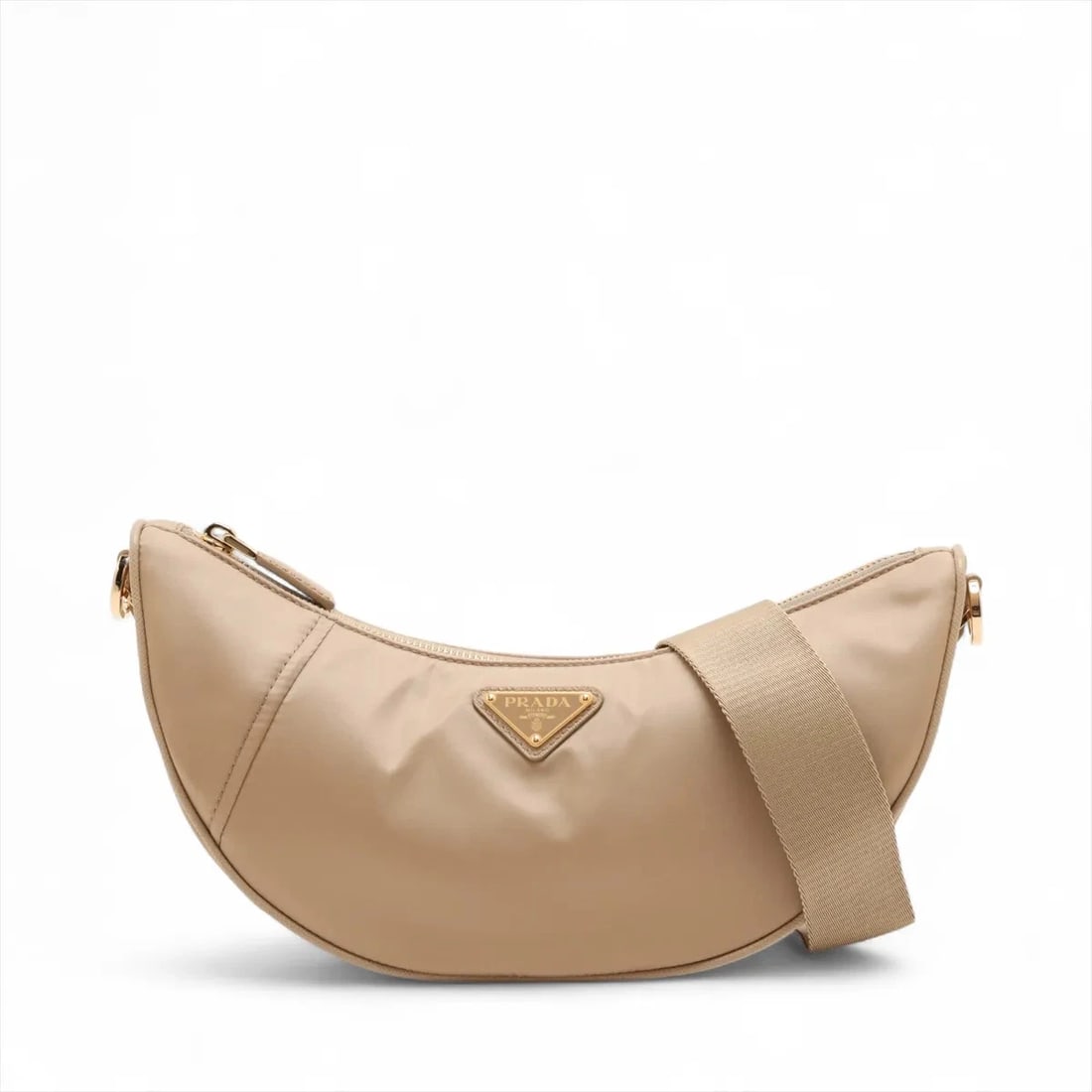 PRADA TESSUTO NYLON SHOULDER BAG BEIGE: Prada Tessuto Nylon Shoulder bag Beige Brand: Prada Type/Style: Shoulder bag Material: Nylon Color: Beige Size: Height:5.7inchLength:11.6inchDepth:2.6inch Accessories: None Accessories Not