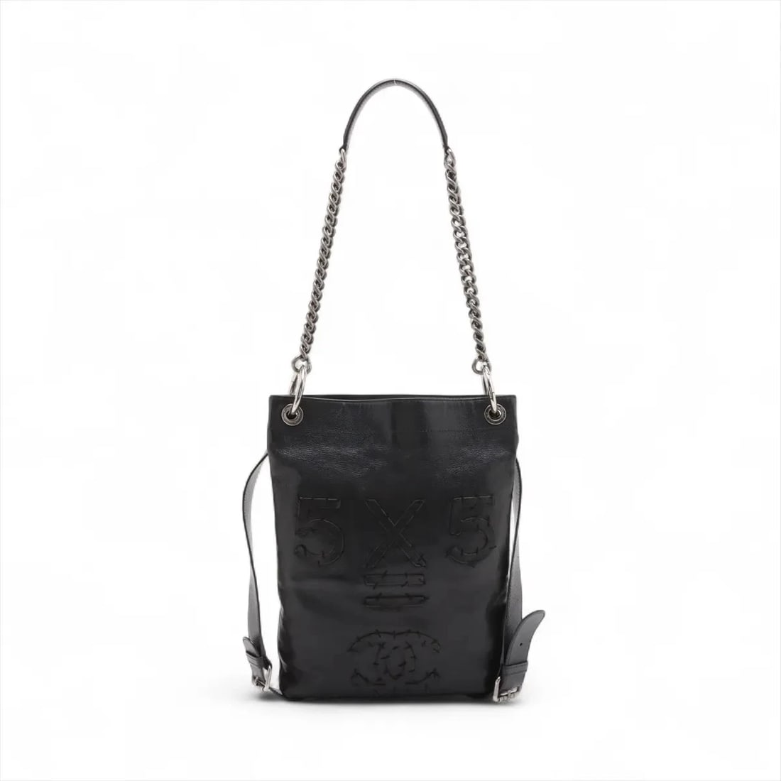 CHANEL COCO MARK LEATHER 2 WAY SHOULDER BAG BLACK: Chanel Coco Mark Leather 2 Way Shoulder Bag Black Brand: Chanel Type/Style: Shoulder bag Material: Leather Color: Black Size: Height:13.0inchLength:9.1inchDepth:1.2inch Accessories: None A