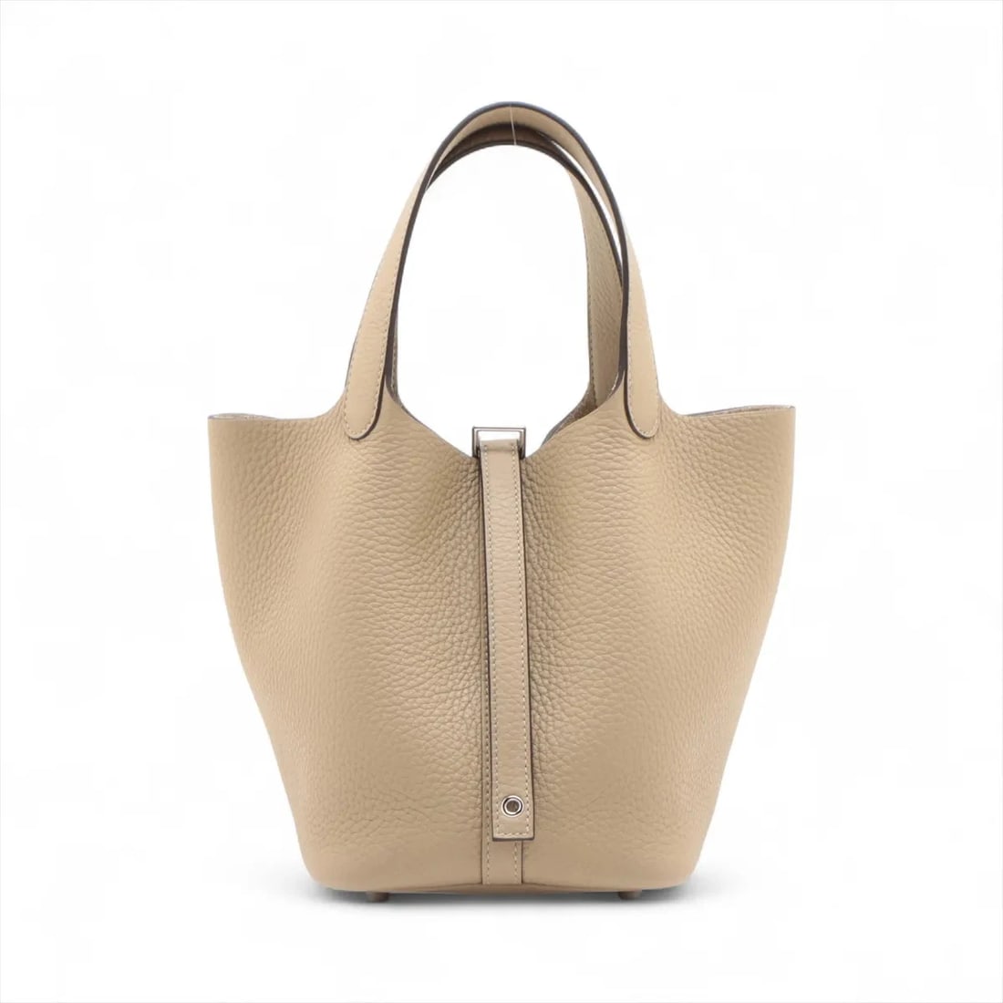 HERMES PICOTIN LOCK 18 PM TAURILLON CLEMENCE TRENCH: Hermes Picotin Lock 18 PM Taurillon Clemence Trench Brand: Hermes Type/Style: Hand bag Material: Taurillon Clemence Color: Trench Size: Height:7.3inchLength:7.3inchDepth:5.3inch Accessories: None