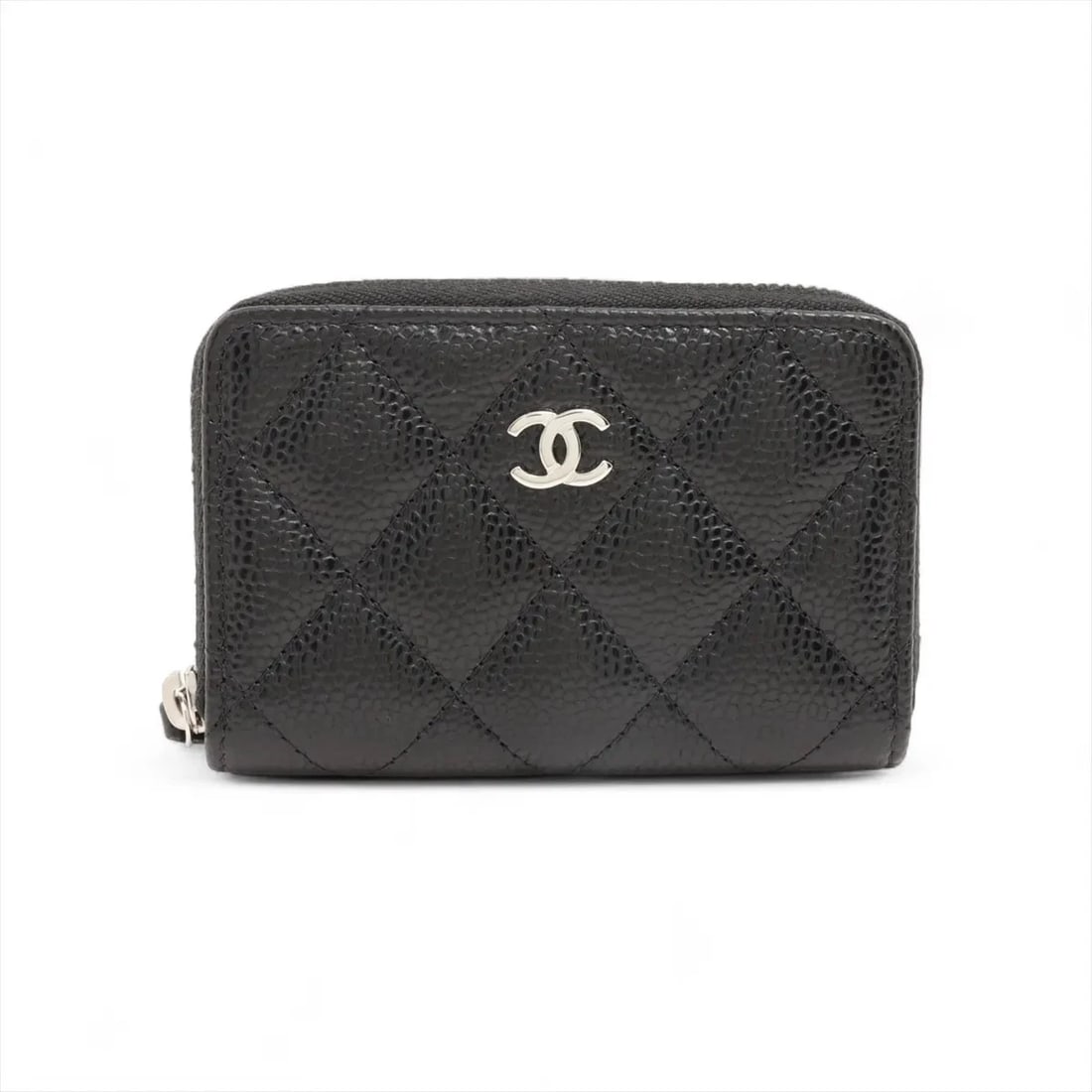 CHANEL MATELASSE CAVIAR SKIN COIN PURSE BLACK SILVER: Chanel Matelasse Caviar Skin Coin Purse Black Silver Brand: Chanel Type/Style: Coin Purse Material: Caviar Skin Color: Black Size: Height:2.8inchLength:4.1inchDepth:0.8inch Accessories: None <