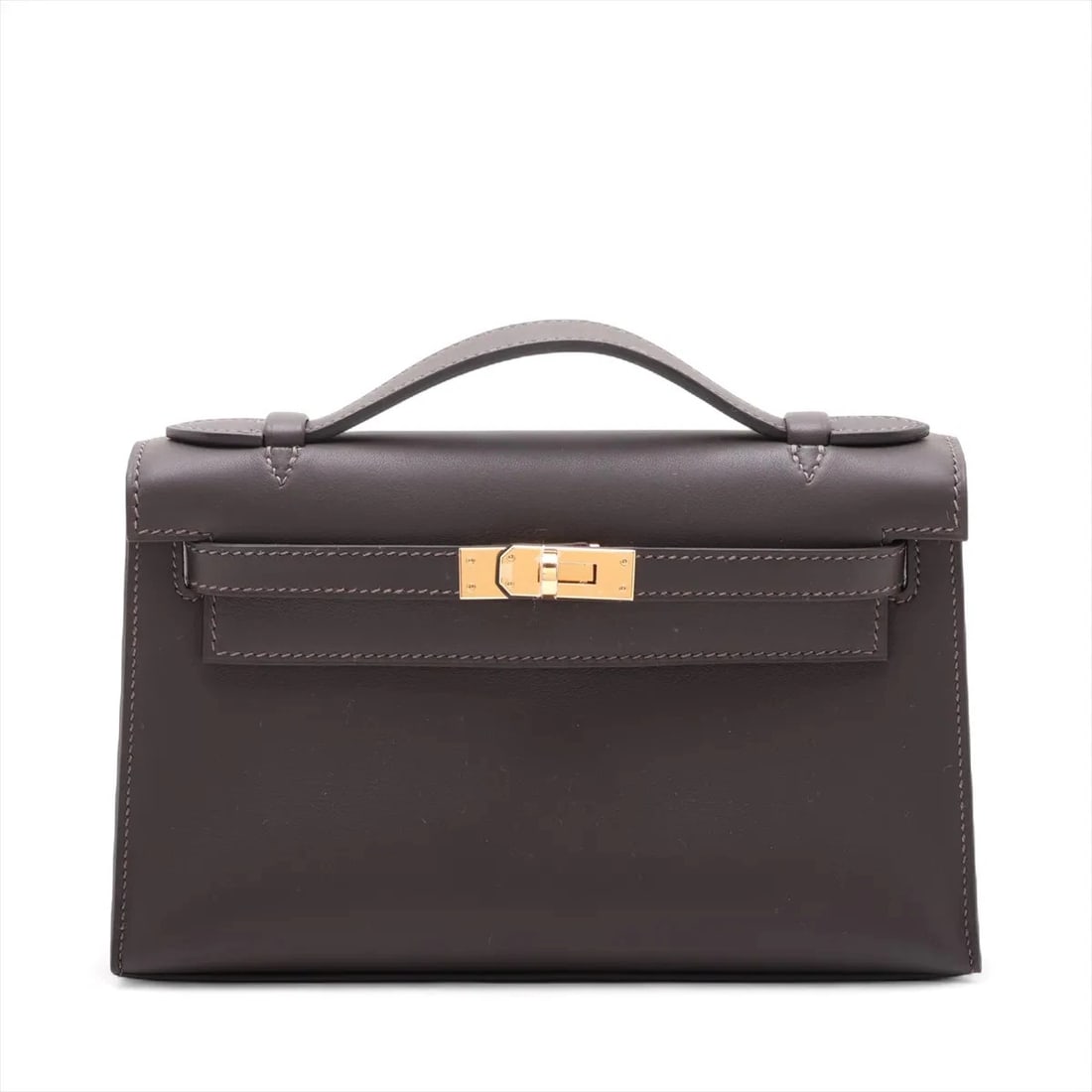 HERMES POCHETTE KELLY MINI VEAU SWIFT BEBRAN: Hermes Pochette Kelly Mini Veau Swift Bebran Brand: Hermes Type/Style: Hand bag Material: Veau Swift Color: Bebran Size: Height:5.1inchLength:8.7inchDepth:2.8inch Accessories: None Accesso