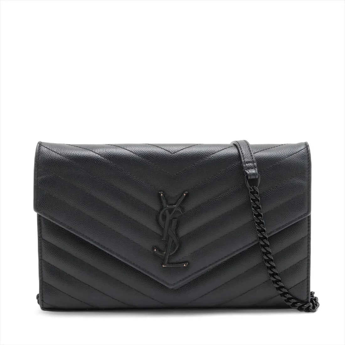 SAINT LAURENT PARIS CASSANDRA LEATHER CHAIN WALLET BLACK: Saint Laurent Paris Cassandra Leather Chain Wallet Black Brand: Saint Laurent Paris Type/Style: Shoulder bag Material: Leather Color: Black Size: Height:5.5inchLength:8.9inchDepth:1.2inch Accessor