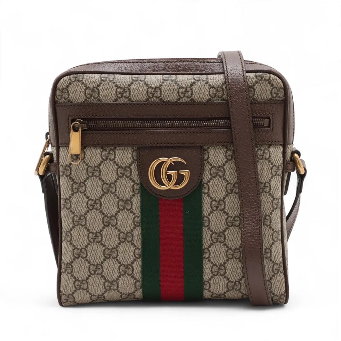 GUCCI GG SUPREME OPHIDIA PVCX LEATHER SHOULDER BAG: Gucci GG Supreme Ophidia PVCx leather Shoulder bag Brand: Gucci Type/Style: Shoulder bag Material: PVC & leather Color: Beige Size: Height:9.3inchLength:9.1inchDepth:2.0inch Accessories: None