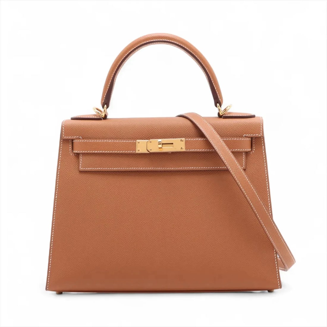 HERMES KELLY 28 SERIE VEAU EPSOM GOLD: Hermes Kelly 28 Serie Veau Epsom Gold Brand: Hermes Type/Style: Hand bag Material: Veau Epsom Color: Gold Size: Height:8.1inchLength:11.4inchDepth:4.5inch Accessories: None Accessories Not