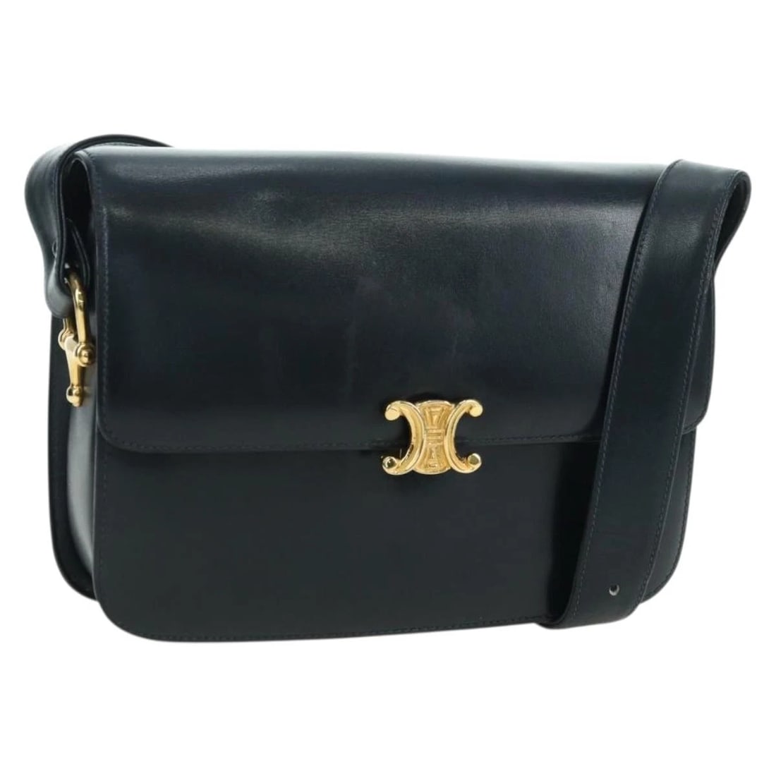 CELINE TRIOMPHE SHOULDER BAG LEATHER NAVY GOLD (1 of 10)