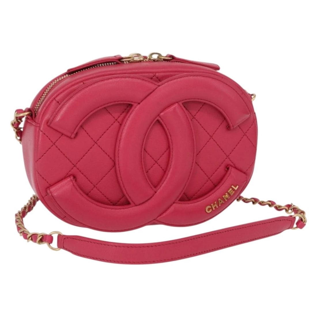 CHANEL MATELASSE CHAIN BIG BAG LAMB SKIN: CHANEL Matelasse Chain Big Bag Lamb Skin Brand: CHANEL Type/Style: Shoulder Bag Material: Lamb Skin Color: Pink/Gold Size: W7.9 x H5.1 x D1.6inch(Approx) Accessories: None Accessories Noti