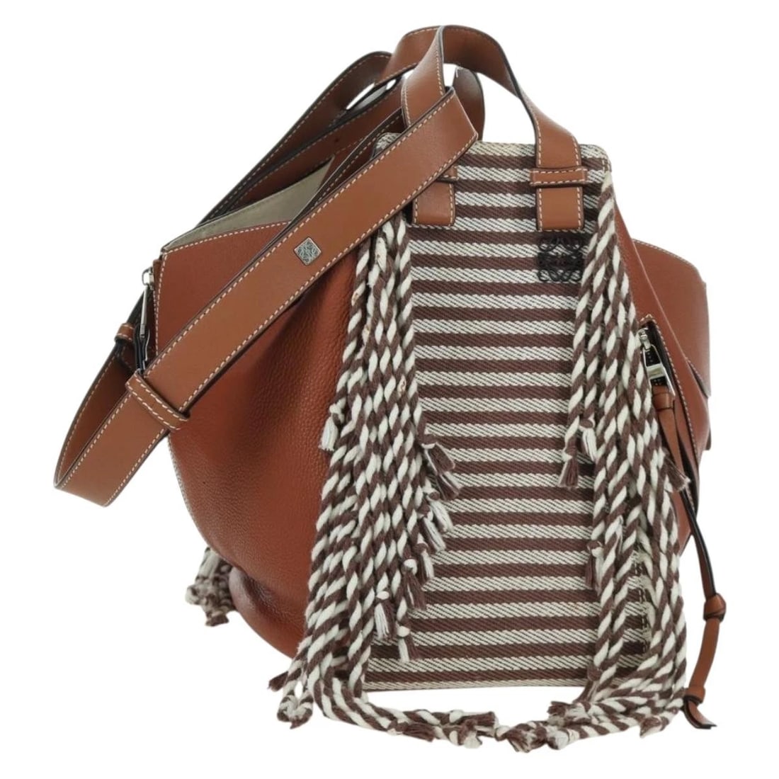 LOEWE HAMMOCK SMALL HAND BAG CANVAS: LOEWE Hammock Small Hand Bag Canvas Brand: LOEWE Type/Style: Hand Bag Material: Canvas Color: Brown/Silver Size: Size(Inch) W6.3 x H9.8 x D11.0inch(Approx) Accessories: None Accessories No