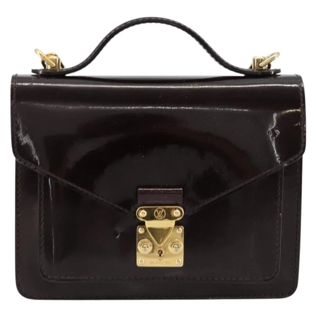 LOUIS VUITTON VERNIS MONCEAU BB HAND BAG 2WAY: LOUIS VUITTON Vernis Monceau BB Hand Bag 2way Brand: LOUIS VUITTON Type/Style: Hand Bag Material: Patent Leather Color: Amarante Size: W7.9 x H5.5 x D1.8inch(Approx) Accessories: None Acce
