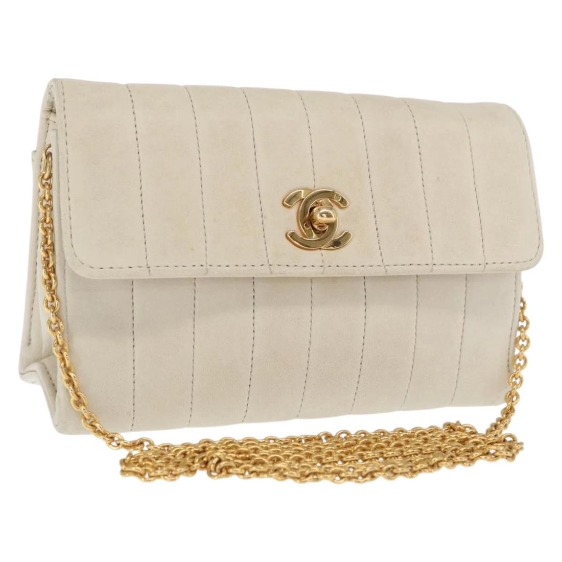 CHANEL MADEMOISELLE CHAIN SHOULDER BAG: CHANEL Mademoiselle Chain Shoulder Bag Brand: CHANEL Type/Style: Shoulder Bag Material: Leather Color: Ivory/Gold Size: Size(Inch) W6.7 x H3.9 x D2.4inch(Approx) Accessories: None Accessor