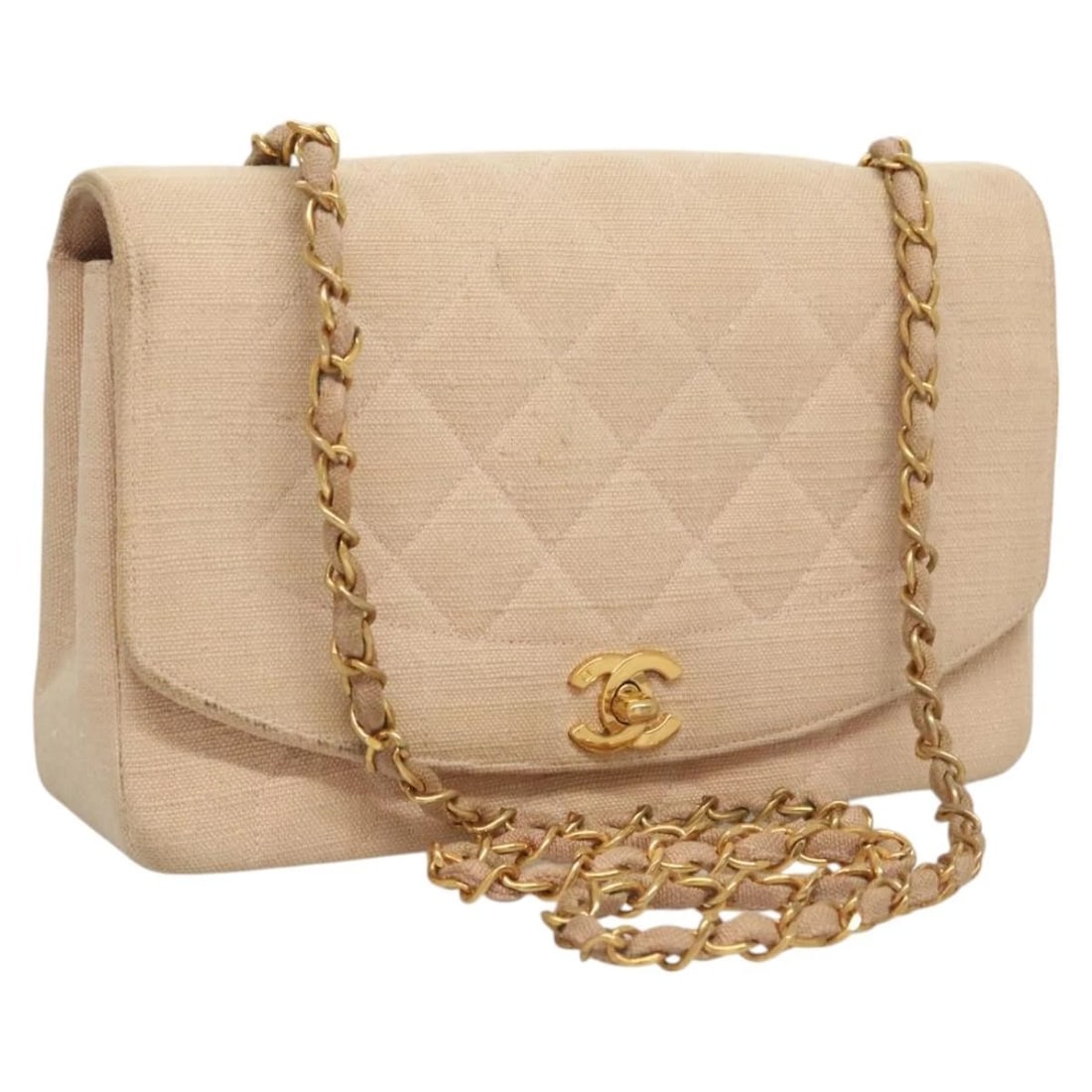 CHANEL MATELASSE CHAIN DIANA SHOULDER BAG: CHANEL Matelasse Chain Diana Shoulder Bag Brand: CHANEL Type/Style: Shoulder Bag Material: Canvas Color: Pink Size: Size(Inch) W9.8 x H6.3 x D3.0inch(Approx) Accessories: None Accessories