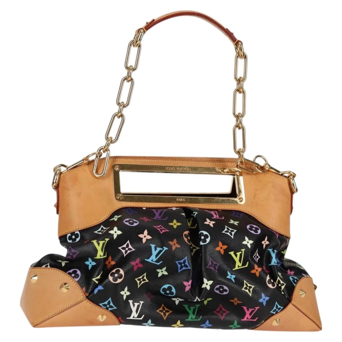 LOUIS VUITTON MONOGRAM MULTICOLOR JUDY GM BAG: LOUIS VUITTON Monogram Multicolor Judy GM Bag Brand: LOUIS VUITTON Type/Style: Shoulder Bag Material: Monogram Multicolor Canvas Color: Black Size: Size(Inch) W16.1 x H11.0 x D3.9inch(Approx) Acce