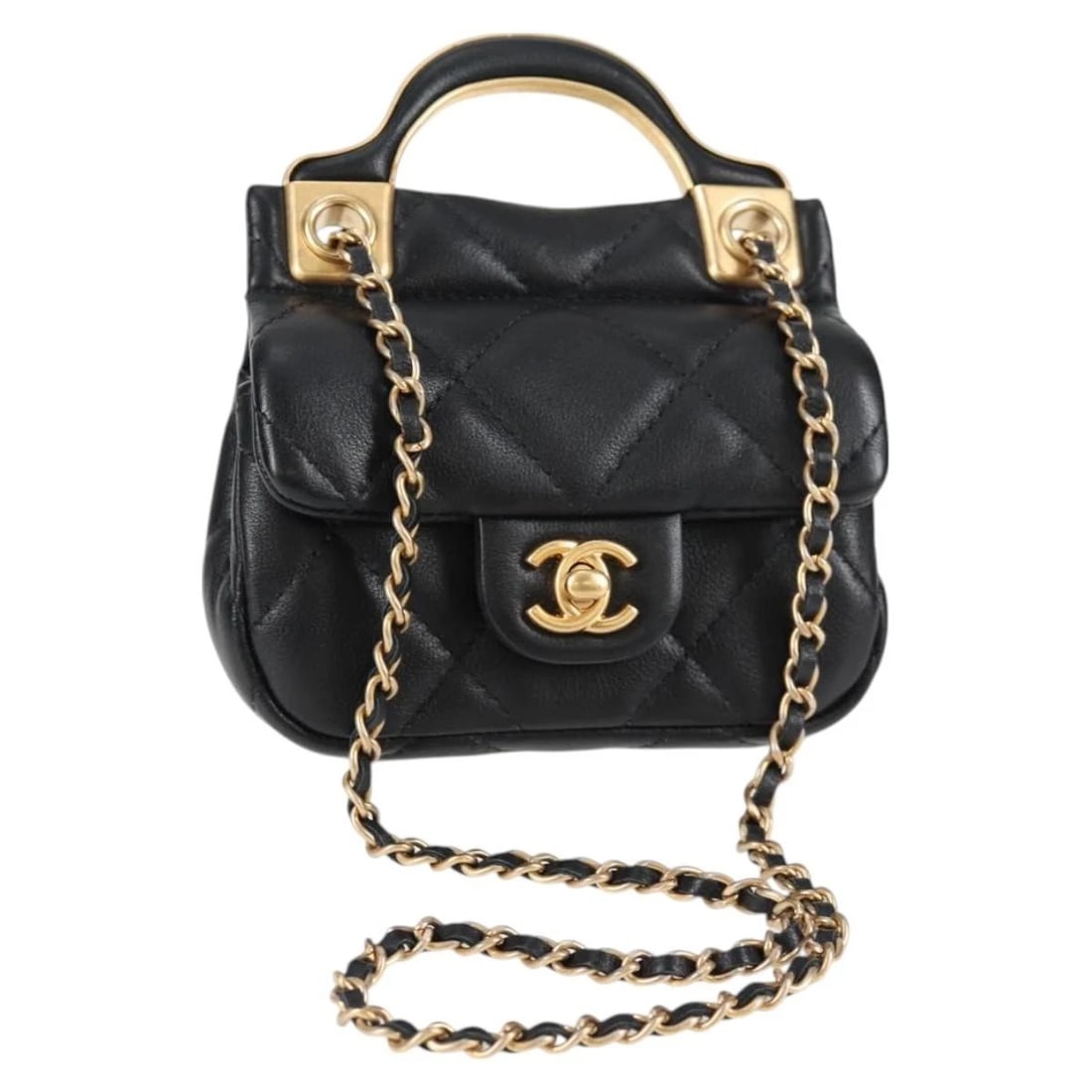 CHANEL CHAIN POUCH SHOULDER BAG LAMB SKIN: CHANEL Chain Pouch Shoulder Bag Lamb Skin Brand: CHANEL Type/Style: Shoulder Bag Material: Lamb Skin Color: Black/Gold Size: Size(Inch) W4.3 x H2.4 x D1.0inch(Approx) Accessories: None Acc