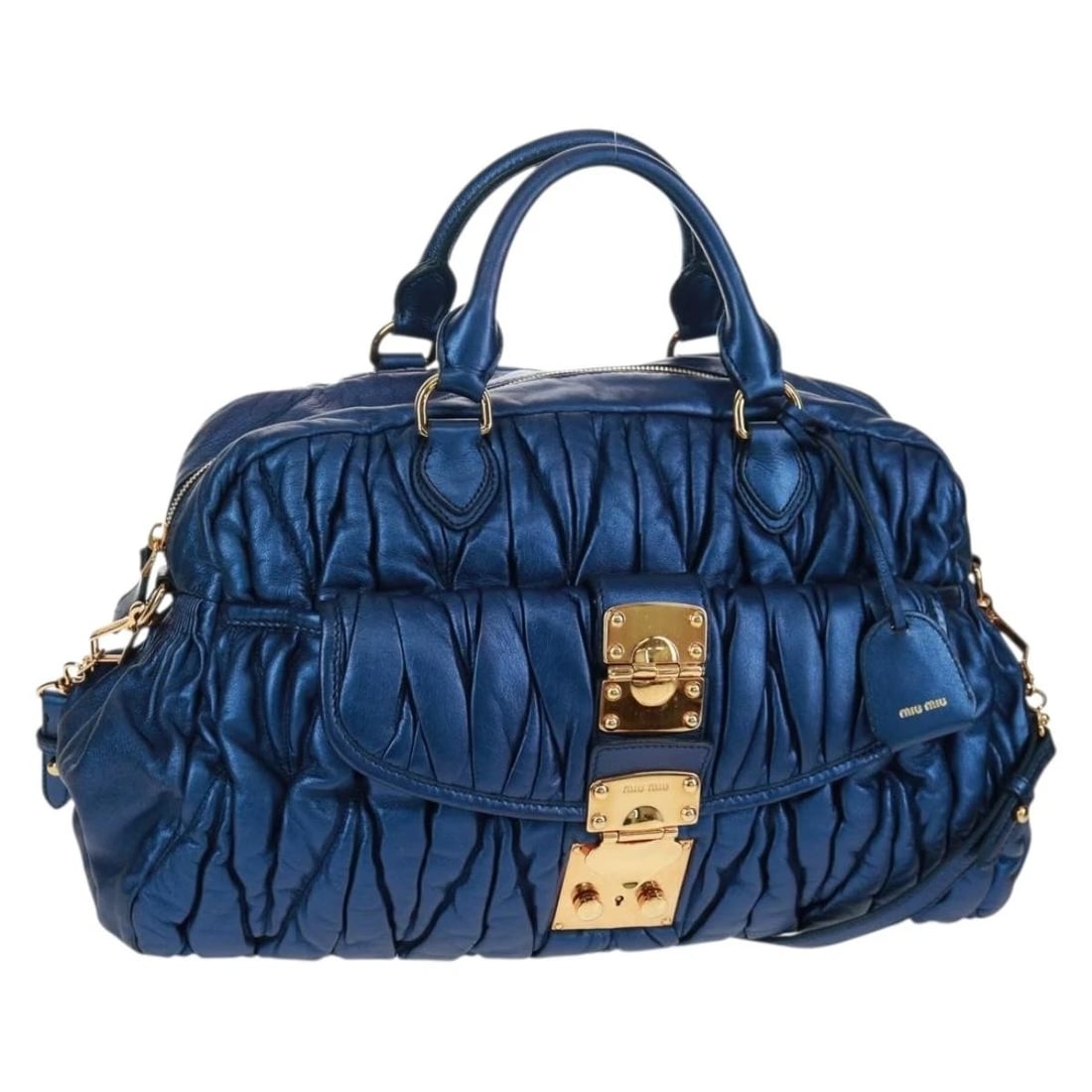 MIU MIU MATELASSE HAND BAG LEATHER 2WAY BLUE (1 of 9)