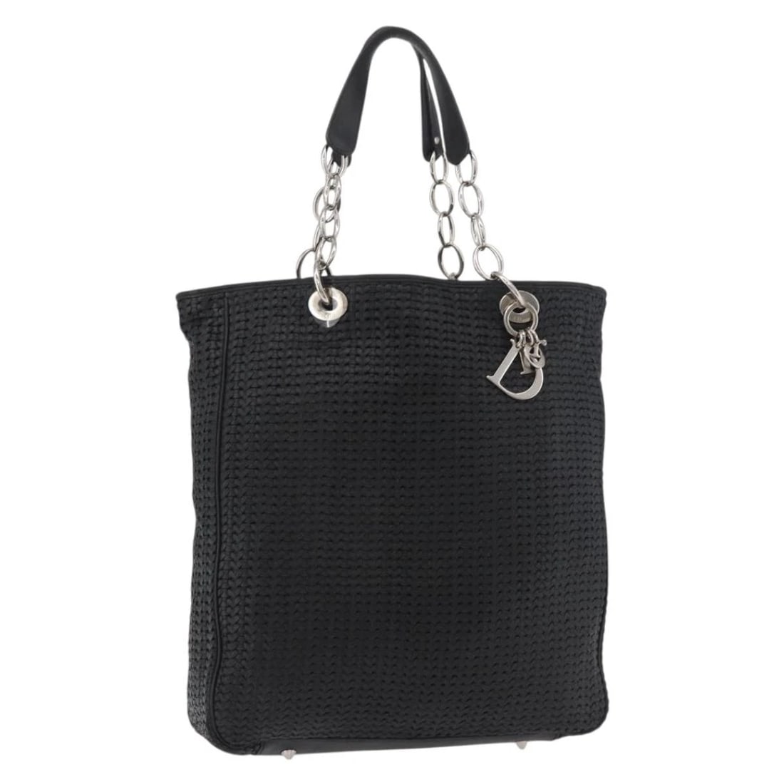 CHRISTIAN DIOR HAND BAG LEATHER BLACK: Christian Dior Hand Bag Leather Black Brand: Christian Dior Type/Style: Hand Bag Material: Leather Color: Black/Silver Size: Size(Inch) W12.6 x H13.8 x D3.1inch(Approx) Accessories: None A