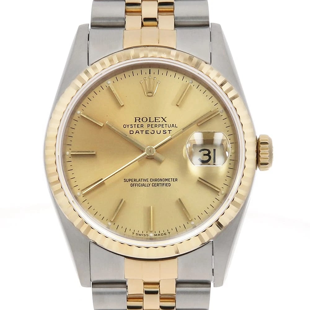 ROLEX DATEJUST CHAMPAGNE WATCH: ROLEX Datejust Champagne Watch Brand: ROLEX Type/Style: Wrist watch Material: Band Material Stainless Steel/Yellow Gold, Case Material Stainless Steel/Yellow Gold Color: Dial Color Champagne Gold