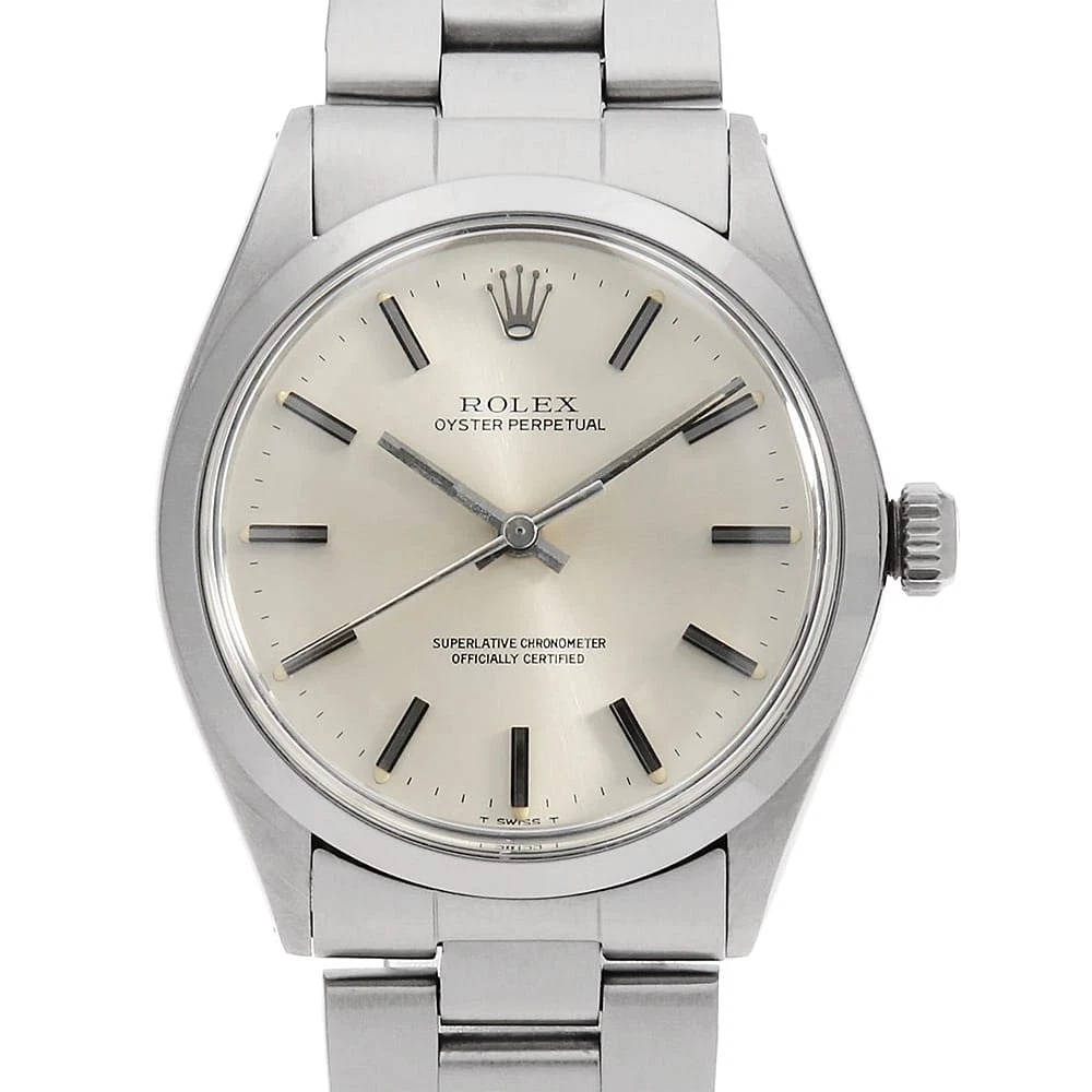 ROLEX OYSTER PERPETUAL SILVER WATCH: ROLEX Oyster perpetual Silver Watch Brand: ROLEX Type/Style: Wrist watch Material: Band Material Stainless Steel, Case Material Stainless Steel Color: Dial Color Silver Size: Case:W34mm Circumference