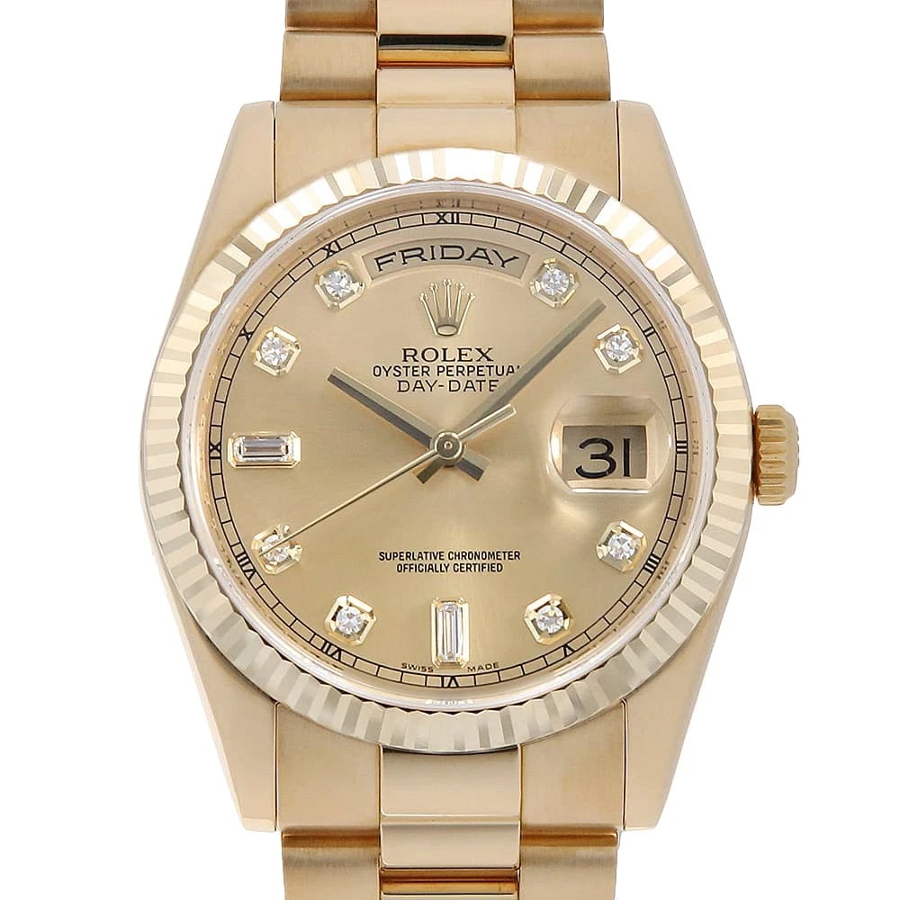 ROLEX DAY DATE DIAMOND BAGUETTE DIAMOND CHAMPAGNE WATCH (1 of 4)