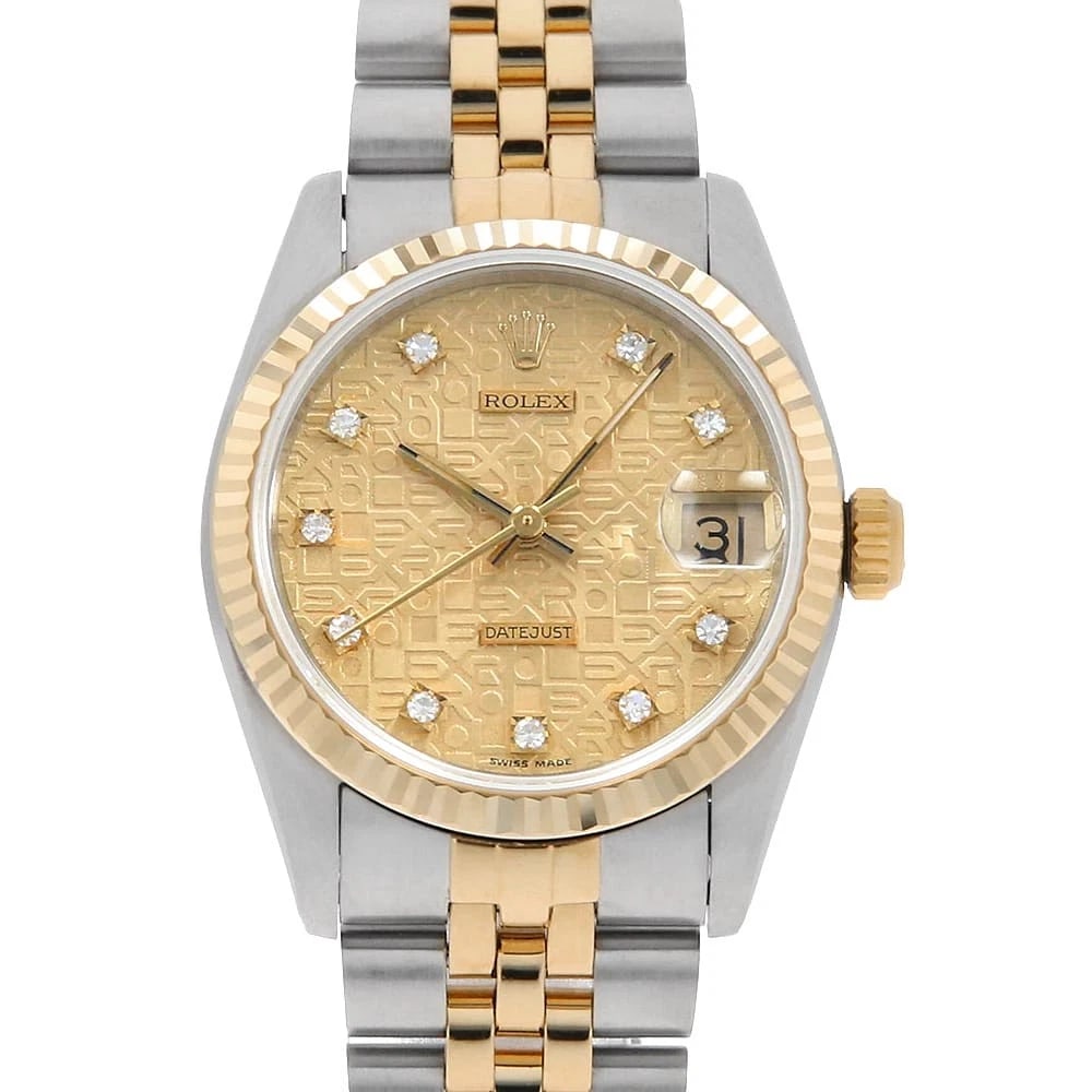 ROLEX DATEJUST DIAMOND CHAMPAGNE CARVING COMPUTER WATCH: ROLEX Datejust Diamond Champagne Carving computer Watch Brand: ROLEX Type/Style: Wrist watch Material: Band Material Stainless Steel/Yellow Gold, Case Material Stainless Steel/Yellow Gold Color: Dial