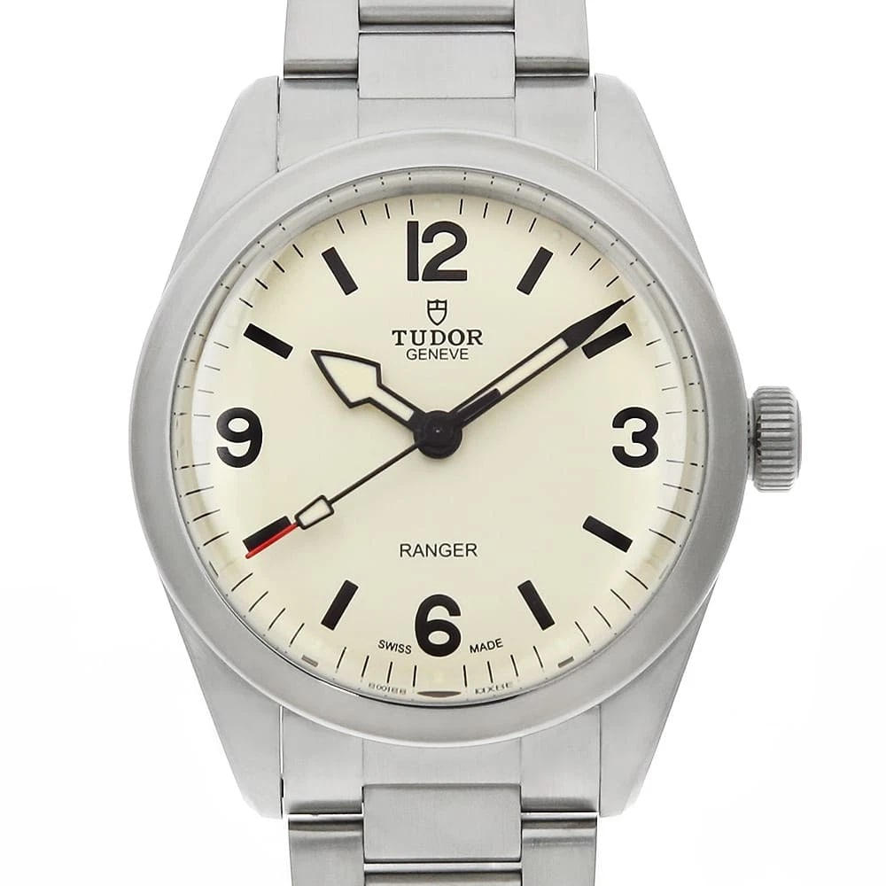 TUDOR RANGER WATCH: TUDOR Ranger Watch Brand: TUDOR Type/Style: Wrist watch Material: Band Material Stainless Steel, Case Material Stainless Steel Color: Dial Color Dune White Size: Case:W39mm Circumference of