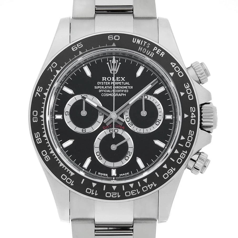 ROLEX COSMOGRAPH DAYTONA BLACK WATCH: ROLEX Cosmograph Daytona black Watch Brand: ROLEX Type/Style: Wrist watch Material: Band Material Stainless Steel, Case Material Stainless Steel Color: Dial Color Black Size: Case:W40mm Circumference