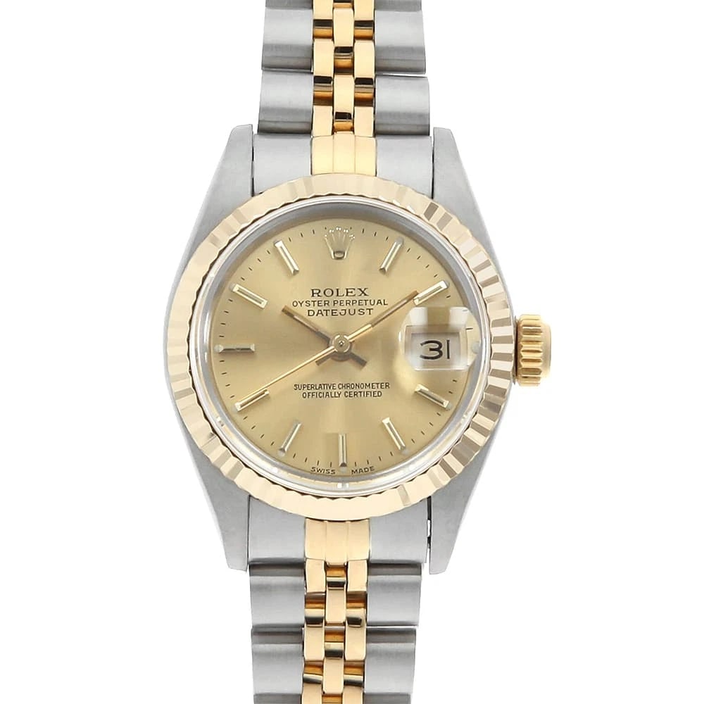 ROLEX DATEJUST CHAMPAGNE WATCH: ROLEX Datejust Champagne Watch Brand: ROLEX Type/Style: Wrist watch Material: Band Material Stainless Steel/Yellow Gold, Case Material Stainless Steel/Yellow Gold Color: Dial Color Champagne Gold Size