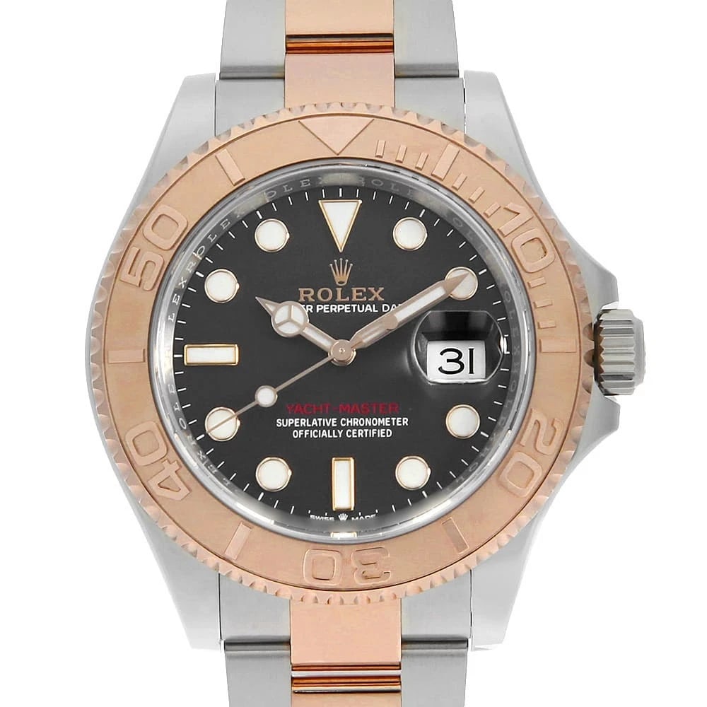 ROLEX YACHT MASTER BLACK WATCH: ROLEX Yacht master black Watch Brand: ROLEX Type/Style: Wrist watch Material: Band Material Stainless Steel/Everose Gold, Case Material Stainless Steel Color: Dial Color Black Size: Case:W40mm