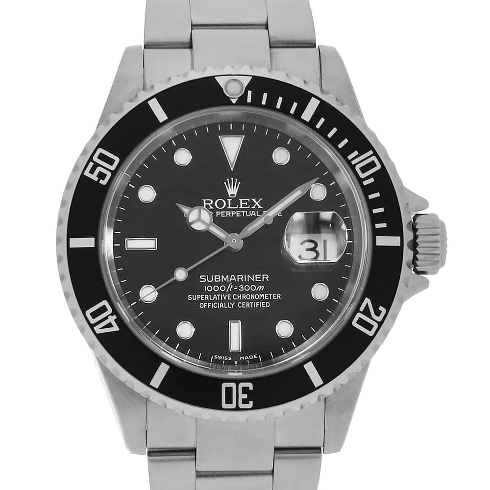 ROLEX SUBMARINER DATE BLACK WATCH: ROLEX SUBMARINER Date black Watch Brand: ROLEX Type/Style: Wrist watch Material: Band Material Stainless Steel, Case Material Stainless Steel Color: Dial Color Black Size: Case:W40mm Circumference of