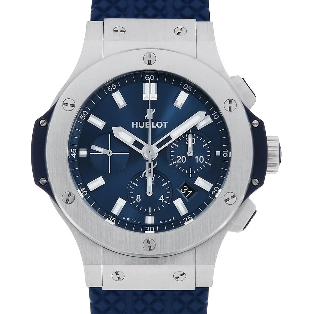 HUBLOT BIG BANG STEEL BLUE WATCH: HUBLOT Big Bang Steel Blue Watch Brand: HUBLOT Type/Style: Wrist watch Material: Band Material rubber, Case Material Stainless Steel Color: Dial Color Blue Size: Case:W44mm Accessories: None <