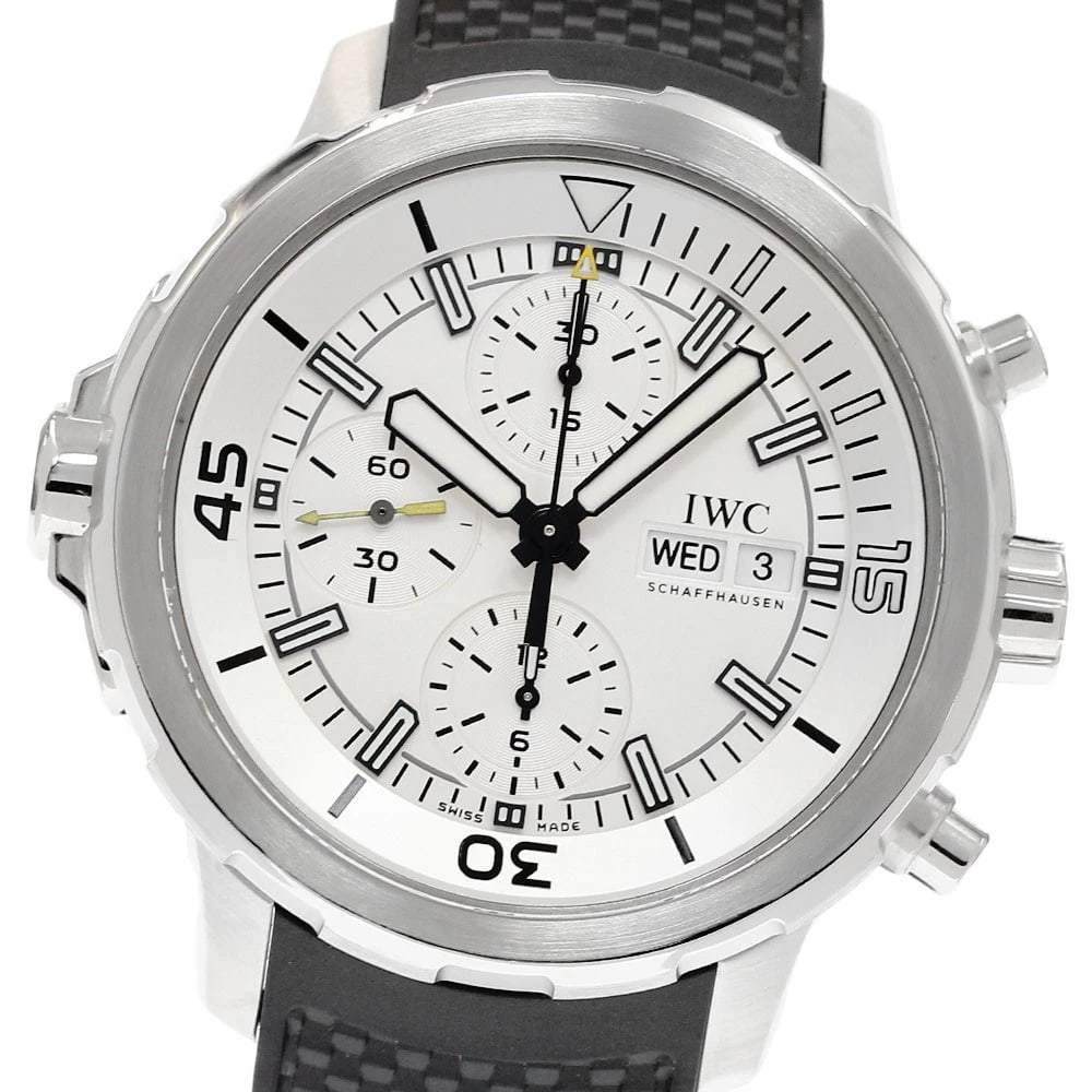 IWC SCHAFFHAUSEN AQUA CHRONOGRAPH AUTOMATIC WATCH: IWC SCHAFFHAUSEN Aqua Chronograph Automatic Watch Brand: IWC SCHAFFHAUSEN Type/Style: Wristwatch Material: Band Material rubber, Case Material Stainless Steel Color: Case Color Silver Band Color black