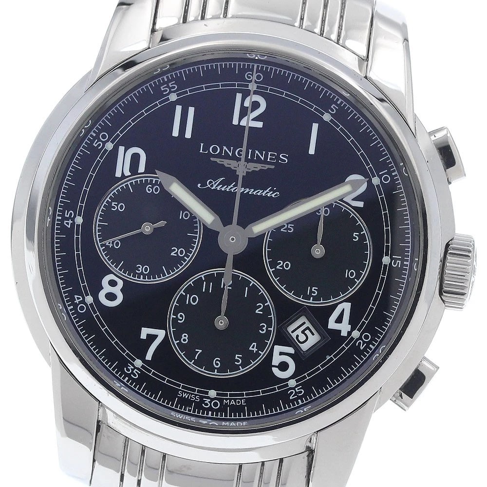 LONGINES SAINTIMIER CHRONOGRAPH BLACK AUTOMATIC WATCH: LONGINES Saintimier Chronograph black Automatic Watch Brand: LONGINES Type/Style: Wristwatch Material: Band Material Stainless Steel, Case Material Stainless Steel Color: Dial Color black Band Color S