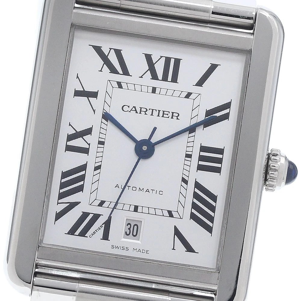 CARTIER TANK SOLO DATE SILVER AUTOMATIC WATCH: CARTIER Tank solo Date Silver Automatic Watch Brand: CARTIER Type/Style: Wristwatch Material: Band Material Stainless Steel, Case Material Stainless Steel Color: Dial Color Silver Band Color Silver