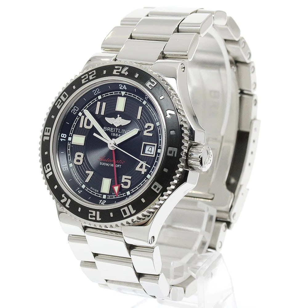 BREITLING SUPER OCEAN DATE BLACK AUTOMATIC WATCH: BREITLING Super Ocean date black Automatic Watch Brand: BREITLING Type/Style: Wristwatch Material: Band Material Stainless Steel, Case Material Stainless Steel Color: Dial Color black Band Color